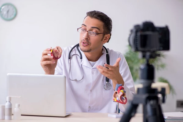 A medical educator teaching medicine online